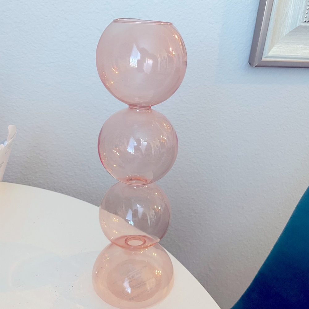 World Market Blush Bubblegum glass vase